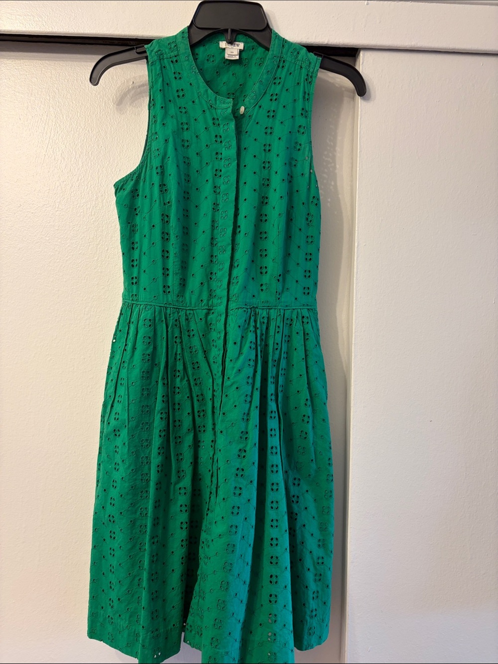 J. Crew Emerald Green Sleeveless Eyelet Midi Dress
